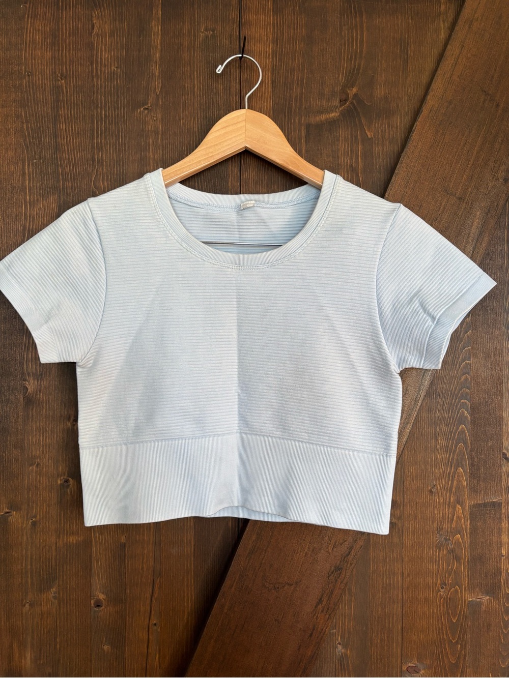 Aerie OFFLINE Baby Blue Seamless Ribbed Cropped Top